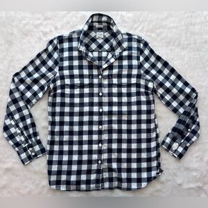 J. Crew Navy and White Plaid Shirt